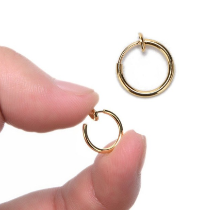 Cерьга кольцо обманка 10мм позолота для пирсинга (носа,ушей,губ) с фиксатором - фото 2 - id-p512393926