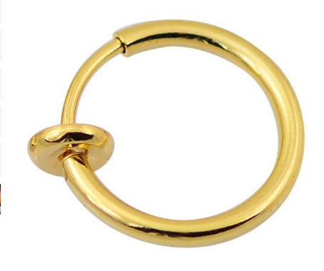 Cерьга кольцо обманка 10мм позолота для пирсинга (носа,ушей,губ) с фиксатором - фото 1 - id-p512393926