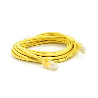 Патч-корд литой RITAR, UTP, RJ45, Cat.5e, 5m, желтый, Cu (медь) Q300