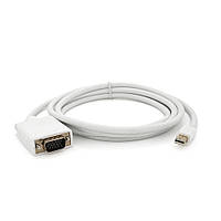 Конвертер mini Display Port (тато) на VGA(тато), White 1.8m (пакет)