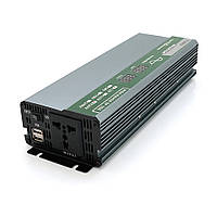 Інвертор напруги Demuda DMDPSW-800W, 12V/220V, 800W з правильною синусоїдою, 1 універсальна розетка, 2 USB, клемні дроти, Q20