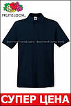 Чоловіча футболка поло синя щільна (глибокий темно-синій) Premium polo Fruit of the Loom,3XL, фото 7