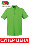 Чоловіча футболка поло салатова щільна Premium polo Fruit of the Loom, 3XL, фото 7