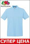 Чоловіча футболка поло блакитна щільна Premium polo Fruit of the Loom,3XL, фото 6