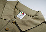 Чоловіча футболка поло хакі щільна Premium polo Fruit of the Loom,2XL, фото 3