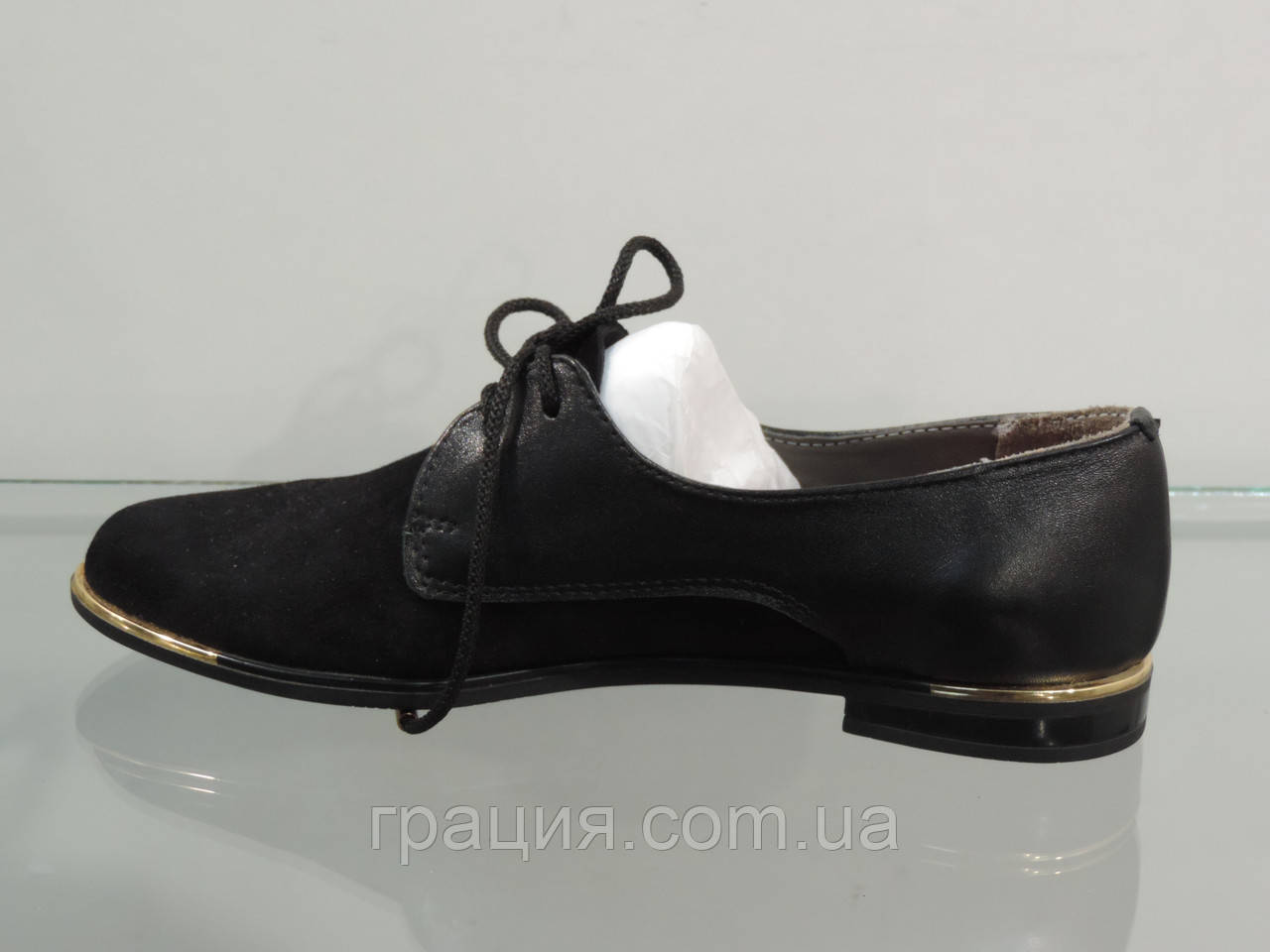 Стильные женские туфли на шнурках кожа/замша натуральная - фото 4 - id-p512527683