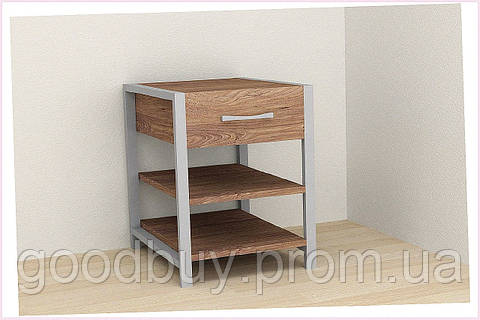 Ferrum-decor тумбочка с полками и ящиком серая 17K7870H5
