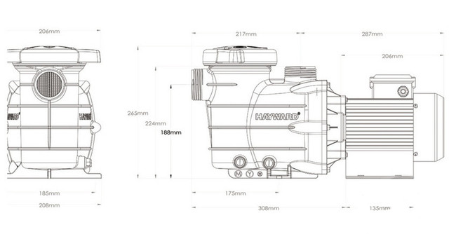 Размеры насоса для бассейна Hayward Powerline 81007