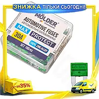 KU Набор предохранителей Molder Universal Fit мини 30А 100шт для защиты электрических цепей авто и тех Uni2L_K