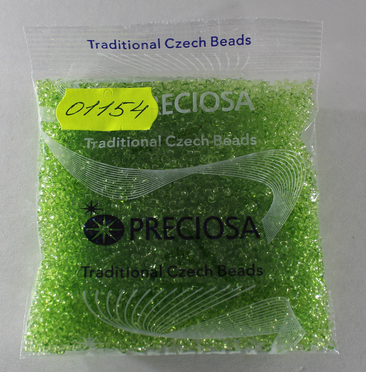 Бісер 10/0, No01154   зелений, кристальний сольгель (пап.50 грамів), фото 1
