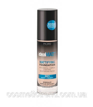 Тон для обличчя мінеральний матовий зволожувач IDEALMATT INGRID Mattifying Foundation 301 Польща (розпродаж), фото 2