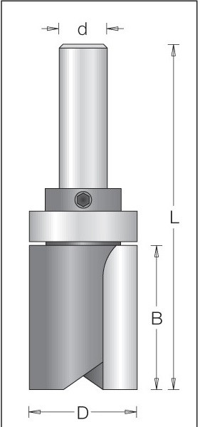 Фреза обгонная для работы по шаблону D = 19 мм; В = 51 мм; хвостовик ...