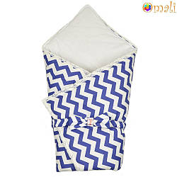 Конверт-ковдра на виписку «Вернісаж» Omali (синій зигзаг)