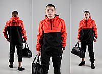 Комплект спортивный Анорак + Штаны + ПОДАРОК + СКИДКА осенний весенний Nike (Найк) Черно-оранжевый