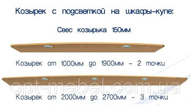 Дашок із підсвіткою 1001 мм до 1800 мм