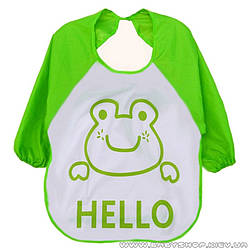 Слинявчик з рукавами Hello (зелений жабеня)