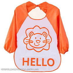 Слинявчик з рукавами Hello (жовтогарячий левеня)