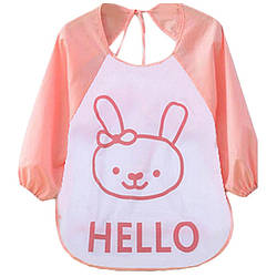 Слинявчик з рукавами Hello (рожевий зайчик)