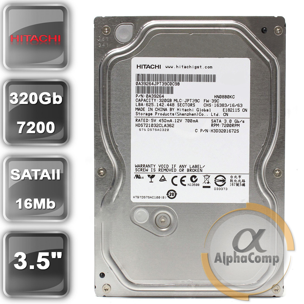 Жорсткий диск 3.5" 320 Gb Hitachi HDS721032CLA362 (16Mb/7200/SATAII) БУ