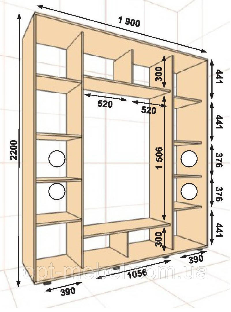 Шафа-купе ШК-05 1900х600х2200, фото 1