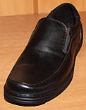 Чоловічі туфлі зі шкіри чорні від виробника модель АМТ121, фото 3