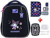 Рюкзак школьный каркасный Kite Education Kuromi HK26-555S-3 подарок ланчбокс и пенал (на рост ребенка 115-130 см)