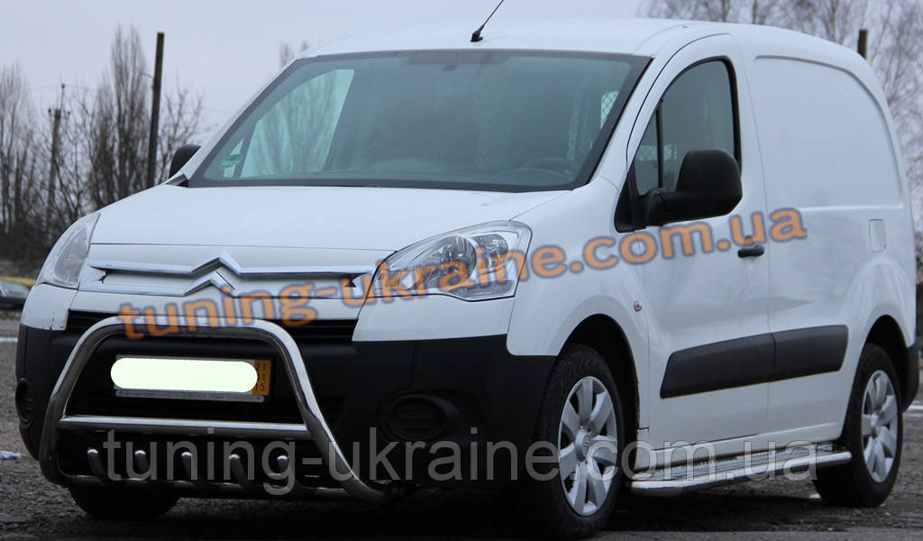 Защита переднего бампера кенгурятник из нержавейки на Citroen Berlingo 2008-2015 - фото 2 - id-p513344850