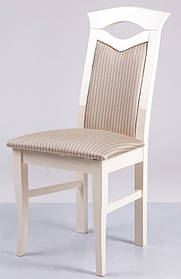 Стілець дерев'яний з м'яким сидінням та спинкою Мілан, слонова кістка, тканина Джангл 2v1