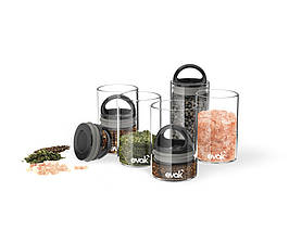 Набір з 4 ємностей для спецій Prepara Evak Mini, 177 мл, Black Gloss