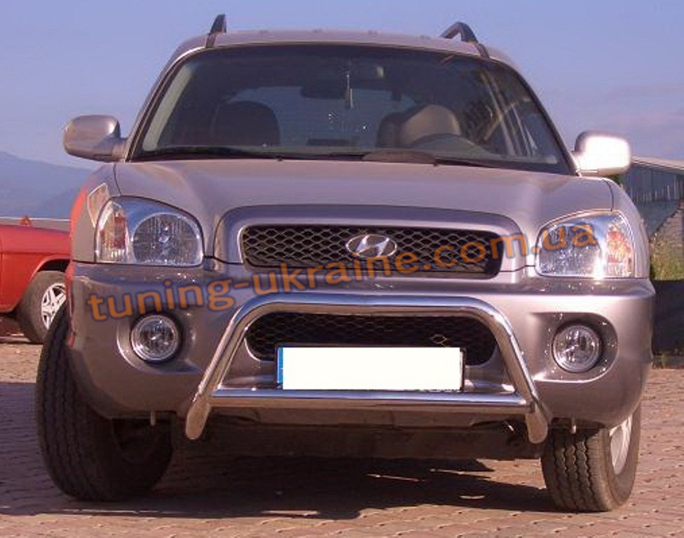 Захист переднього бампера кенгурятник з нержавійки на Hyundai Santa Fe 2000-2006