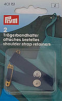 Фіксатори-з'єднувачі для бретелей Prym Німеччина в упаковці 2 шт. колір Чорний, застібка кнопка та 2 шпильки.