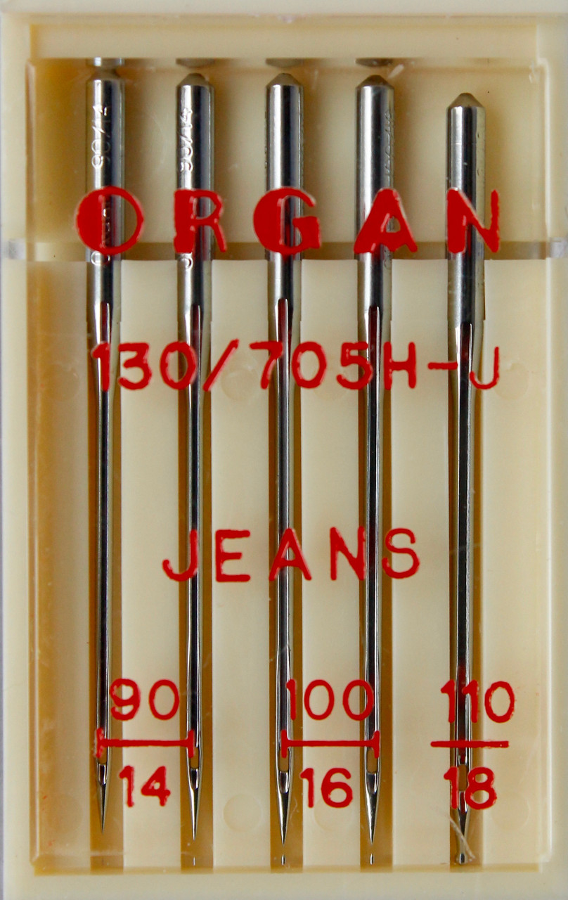 Голки для джинсової тканини для побутових швейних машин 130.705 Н-J No90-110 Organ Японія, 5 шт. в упаковці.