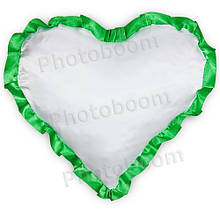 Наволочка в формі «Серце» для сублімації, з зеленою облямівкою