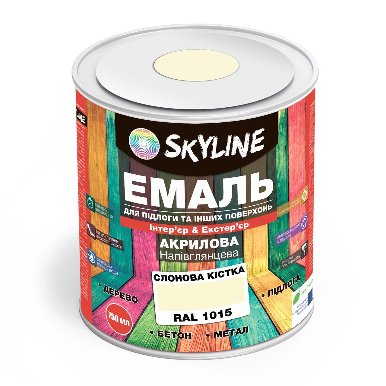 Емаль для підлоги та інших поверхонь акрилова SkyLine Слонова кістка RAL 1015 0.75 л D5-2026, фото 1