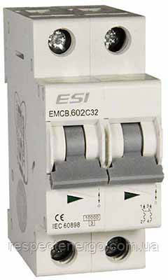 Модульний автоматичний вимикач EMCB.602C32, 6 кА, 2п, х-ка С, 32 А