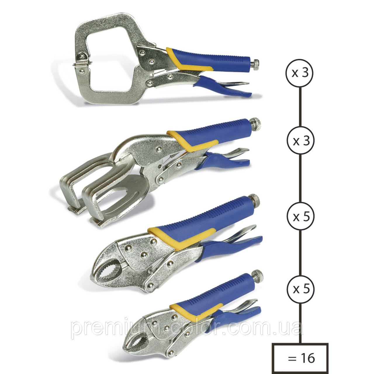 Набір із 16 затискачів/табликів GYS, фото 1