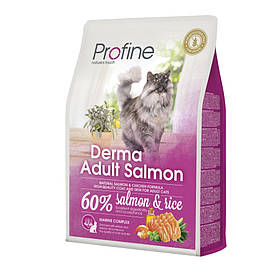 Profine Cat Derma Adult Salmon сухий корм з лососем для здоров'я шкіри та шерсті котів і кішок, 2кг