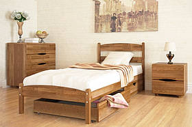 Ліжко дерев'яне "Лика без виношків із ящиками" 0,9