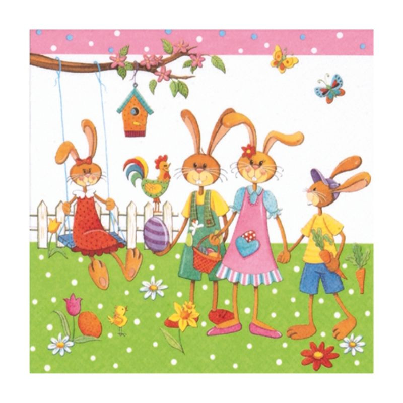 Декупажна серветка "Зайцева сім 'я", 33 * 33 см, 17,5 г / м2, ti-flair, 384006, фото 1