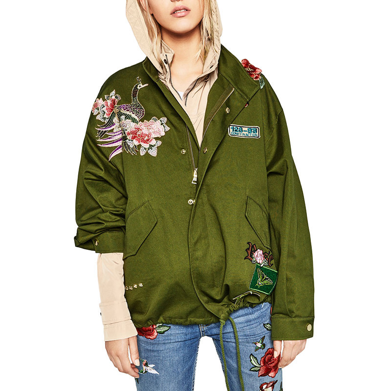 Женская куртка парка в стиле Zara с вышивкой - фото 1 - id-p513723852