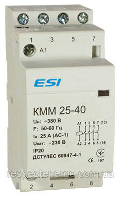 Модульний контактор 4 п, 25 А, 4НО 220 В, фото 1