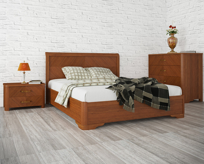 Деревянная кровать с интарсией Милена Олимп - фото 1 - id-p513887718