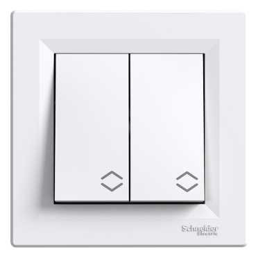 Вимикач 2-клавішний Schneider Electric Asfora, білий, 10А, IP21