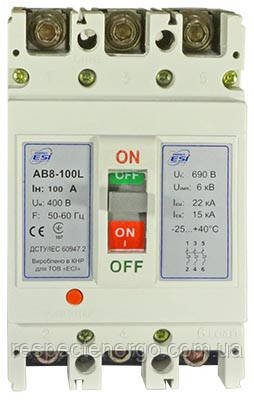 Автоматичний вимикач 22 кА, 3 п, 100 А, фото 1