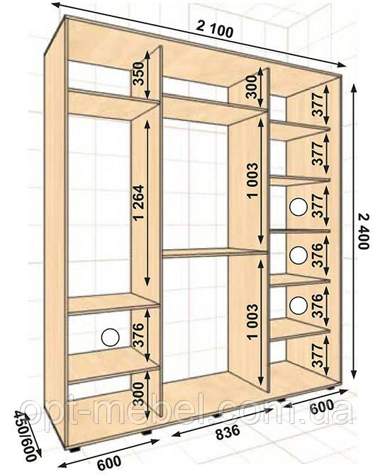 Шафа-купе МШК 2100х450х2400