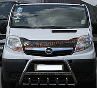 Защита переднего бампера кенгурятник с надписью из нержавейки на Opel Vivaro 2001-2014