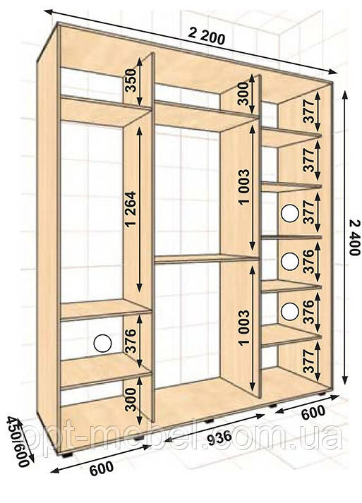 Шафа-купе МШК 2200х450х2400