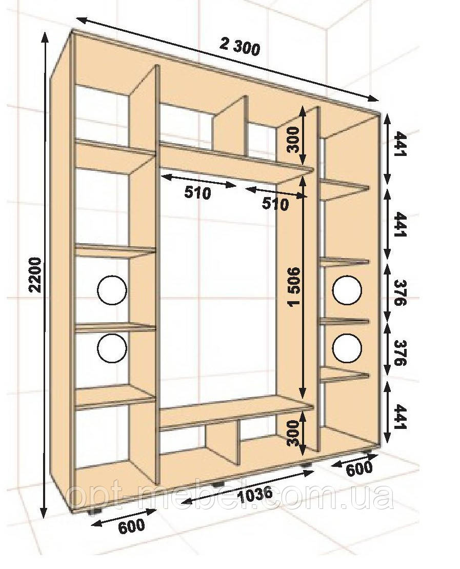 Шафа-купе ШК-05 2300х450х2200