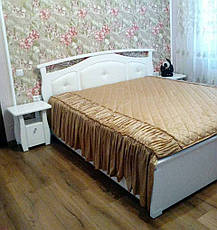 Біле двоспальне ліжко з м'яким наголов'ям із масиву натурального дерева "Міледі" від виробника, фото 3