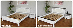 Біле двоспальне ліжко з м'яким наголов'ям із масиву натурального дерева "Міледі" від виробника, фото 3